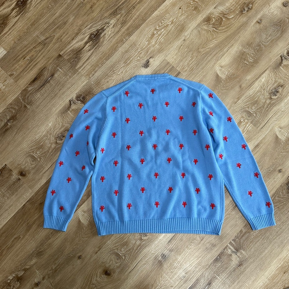 J. Crew Light Blue Crewneck Sweater with Red Embroidered Lobster 🦞 - Picture 7 of 8